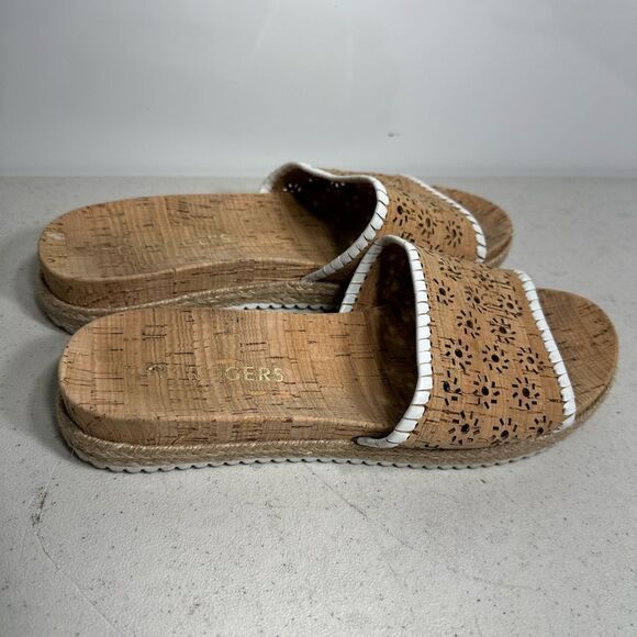Jack Rogers RO Cork Slide Sandals Slip On Flower Cutout Platform Espadrille 8 - Picture 2 of 8